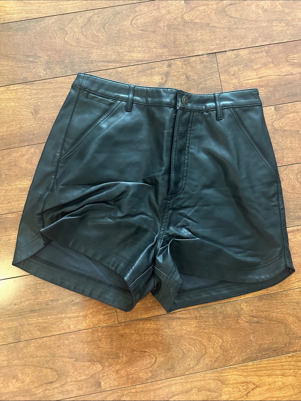 Free people high rise faux leather shorts